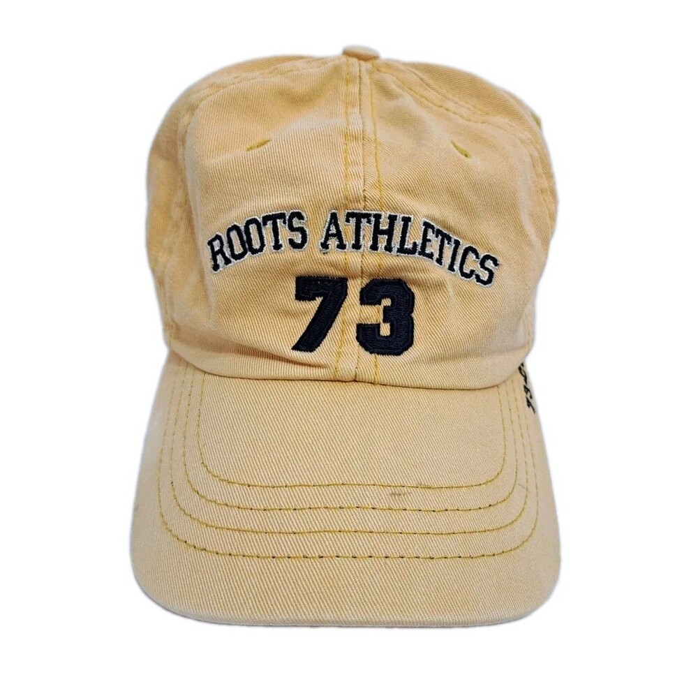 Roots Athletics 73 Hat Cap Yellow Strapback Distressed Retro Vintage